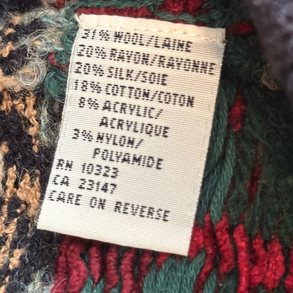 Talbot’s Large heavy wool Nordic Fair Isle red, navy green gray cardigan sweater - Picture 8 of 9